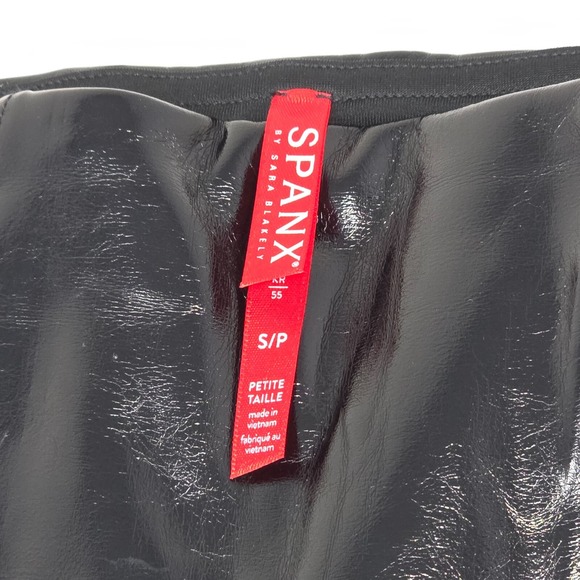 Spanx 20301Q Faux Patent Leather Leggings Black Small Petite High Waist Shaping - Picture 6 of 7
